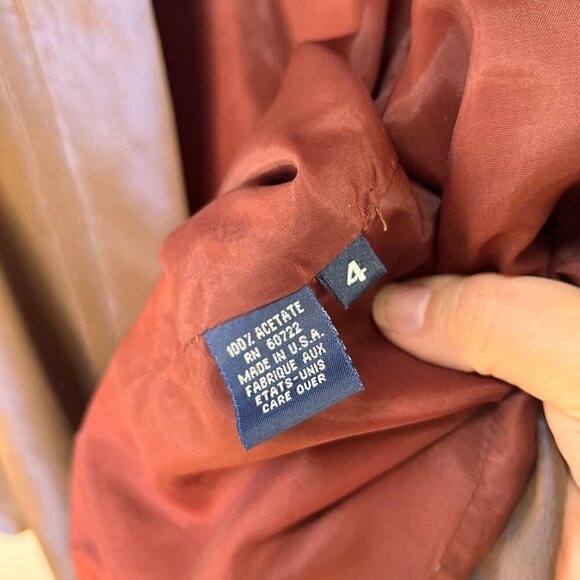 Burberrys Of London Women's Iridescent Brown‎ Satin Belted Jacket- Sz. 4 - Picture 8 of 9